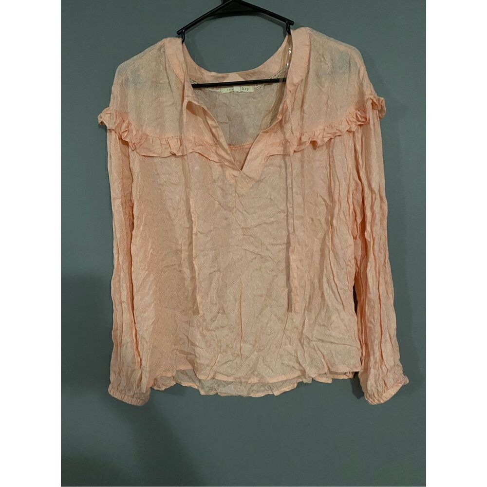 Copper Key Long Sleeve Ruffle Top Size Large - Picture 1 of 4